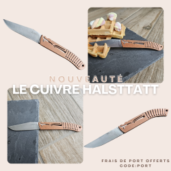 Le Thiers&reg; manche Cuivre Hallstatt - lame Sandvik 14C28N ou carbone XC75 acier carbone XC75