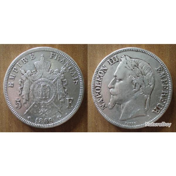 France 5 Francs 1869 A Atelier Paris Piece Argent Ecu Piece Frcs Frs Frc