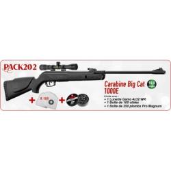 Pack carabine GAMO big cat 1000E no&euml;l cal.4.5mm