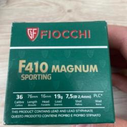 250 Cartouches fiocchi f410 Magnum 19gr plomb 7.5 / par 10 boites