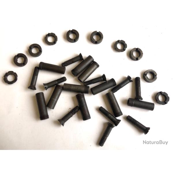 Lot mas 49/56, 10 �crous de tube de crosse, 10 vis de tube de crosse et 10 tubes de crosse