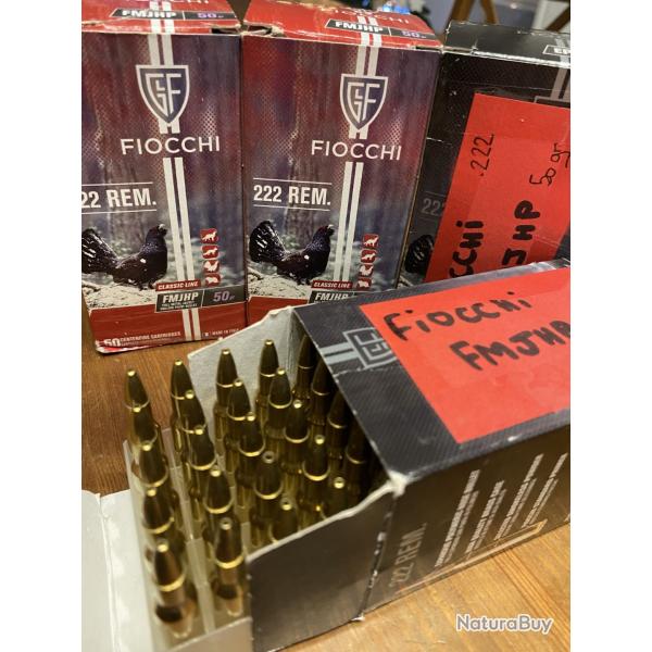 200 Cartouches FIOCCHI .222 REM FMJHP 50g