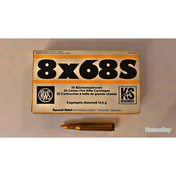 Bo�te de 20 munitions RWS calibre 8X68S 14,5 g KS.