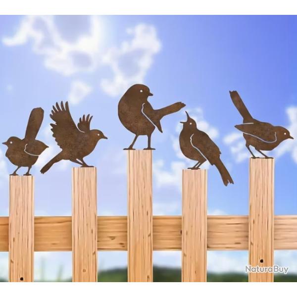 DECORATION JARDIN 5 OISEAUX METAL FACILES A INSTALLER SANS ENTRETIEN