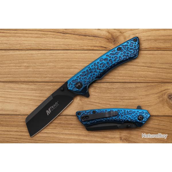 Couteau MTech Gentleman A/O Lame Tanto Acier 3Cr13MoV Manche Aluminum Blue Linerlock