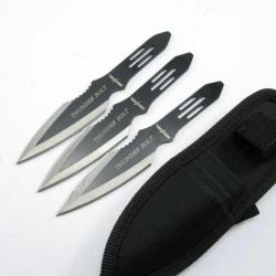 Lot de 3 Couteaux de Lancer Perfect Point Throwing Black Acier Inox Etui Nylon