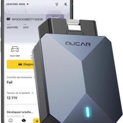 MUCAR BT200 MAX Assist&eacute; par l'IA Valise Diagnostic Voiture Bluetooth, Prise en Charge ELM327, Diagno