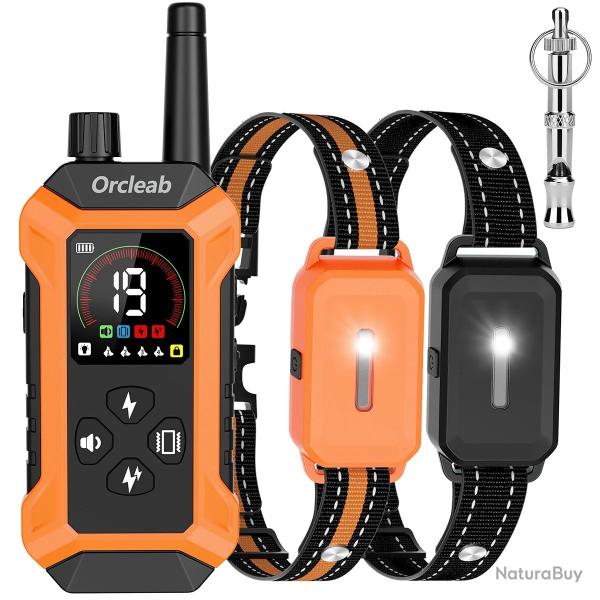 2X Colliers de Dressage Chien Rechargeable IP67 T�l�commande Longue Port�e 4 modes Ecran LCD