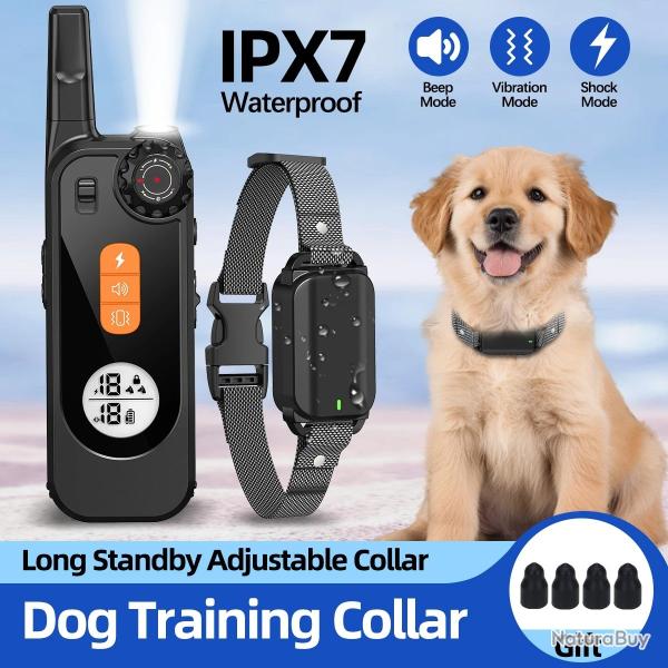 Collier de Dressage Chien IPX7 T�l�commande Longue Port�e Bip Vibration Stimulation Anti-Aboiement
