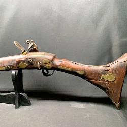 ANCIEN FUSIL A SILEX (MILITAIRE)  DU MAGHREB TYPE "MOUKHALA" XIX&deg; SIECLE, Maroc, Tufek, Jezail