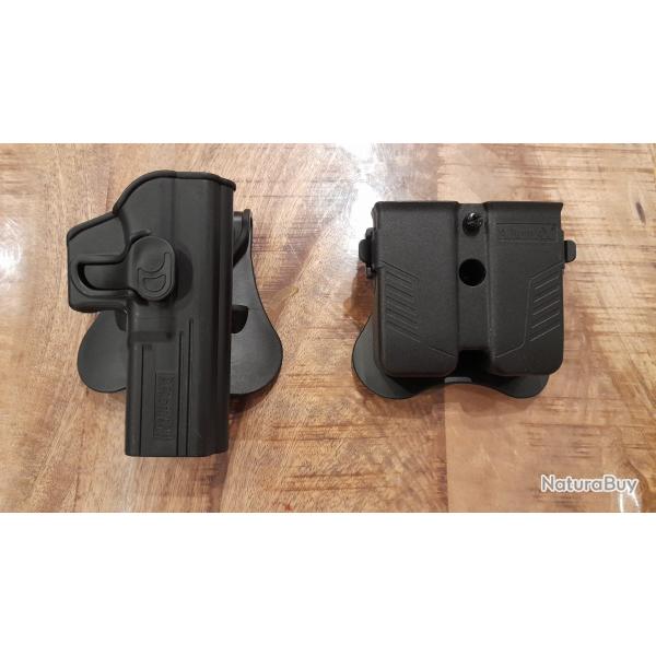 Holster rigide AMOMAX + Porte Chargeur CQC Universel (x2)