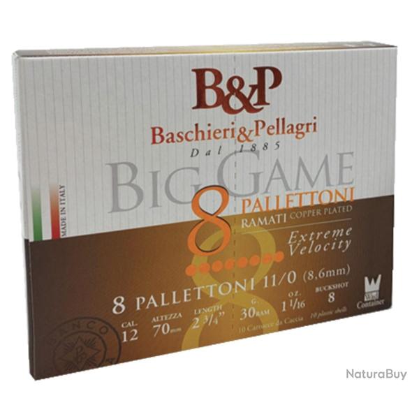 Cartouches Chevrotines B&P BIG GAME : CAL 12/70 8 GRAINS (X10)