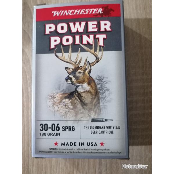 Bo�te de 20 balles cal 30 06 180 gr power point winchester