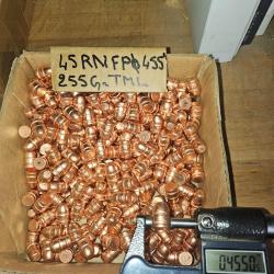 Ogives MPF 45 LC RNFP 255Gr TML &Oslash; 455" / 250 Projectiles cuivr&eacute;s balles en port gratuit