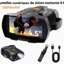 Jumelles de vision nocturne 4K - Lunettes de vision nocturne Zoom 10X avec lumi&egrave;re tactique int&eacute;gr&eacute;e