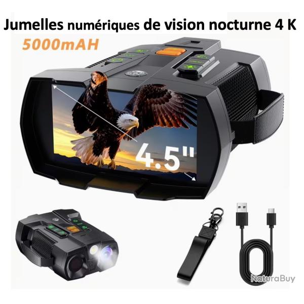 Jumelles de vision nocturne 4K - Lunettes de vision nocturne Zoom 10X avec lumi�re tactique int�gr�e