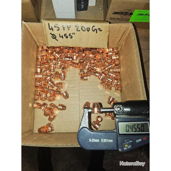 250 BallesMPFpro 455 WEBLEY FP 200 Gr TMJL � 455" Bullets Ogives Cuivr�s