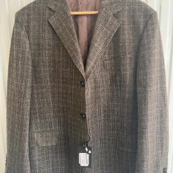 Veste blazer tweed Novasport Paris - marron &agrave; reflets bleu p&eacute;trole - T56 - neuve