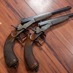 Rare paire de pistolets de duel Devilliers action Saint-&Eacute;tienne