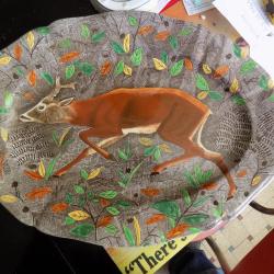 grand plat GIEN modele rambouillet  45 cm a decor de chevreuil
