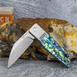 Couteau Finch Geneva Spur Lame Acier 154CM Manche Abalone Frame Lock FKCGS600