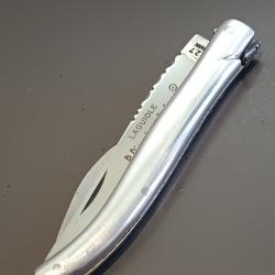 COUTEAU LAGUIOLE 2 pi&egrave;ces, P.PIRONIN et A.F&Eacute;RAT, THIERS, manche ALUMINIUM, guilloch&eacute;.