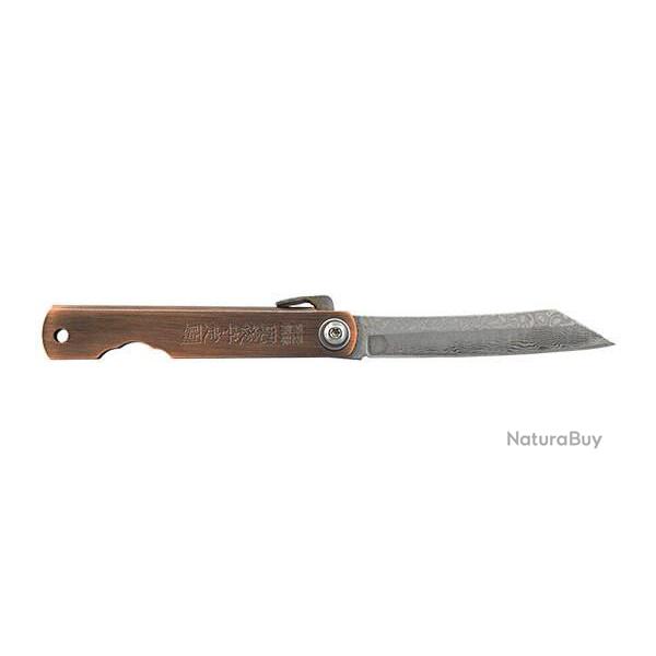 Couteau Pliant Higonokami JKR Damas Bronze