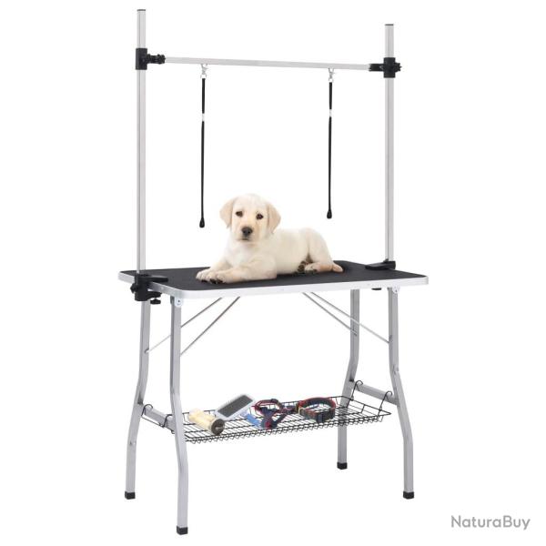 Table de toilettage r�glable de chiens avec 2 boucles et panier