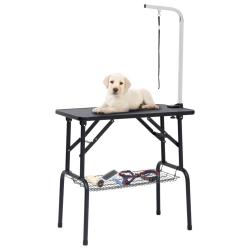 Table de toilettage r&eacute;glable de chiens avec 1 boucle et panier