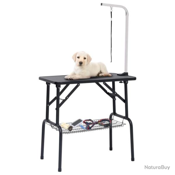 Table de toilettage r�glable de chiens avec 1 boucle et panier