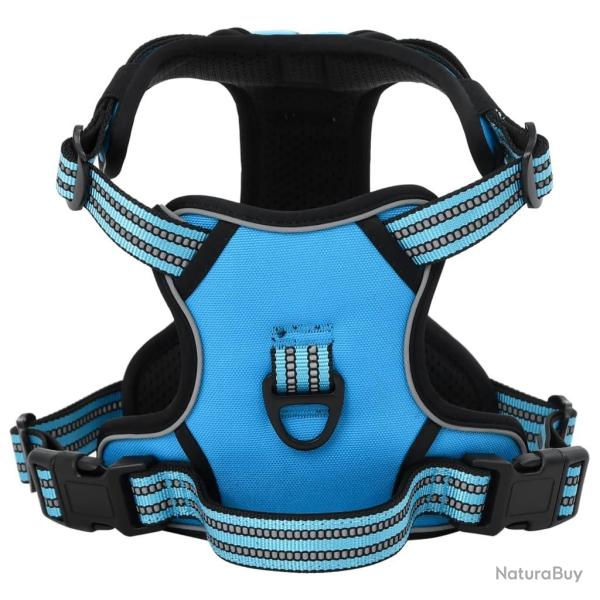 Harnais pour chien avec bandes r�fl�chissantes r�glables bleu S alsavelo