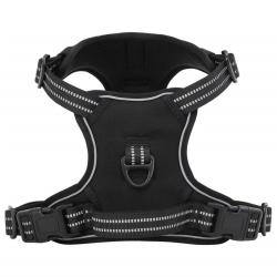 Harnais pour chien et bandes r&eacute;fl&eacute;chissantes r&eacute;glables noir XL