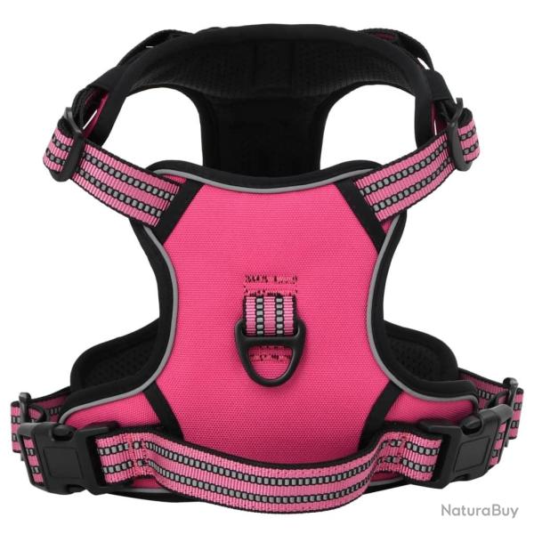 Harnais pour chien avec bandes r�fl�chissantes r�glables rose M alsavelo