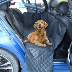 Housse de si&egrave;ge de voiture pour chien noir 137x46x50 cm