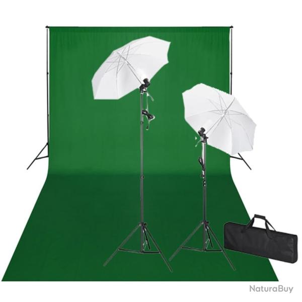 Kit de studio et toile de fond verte 600 x 300 cm et lumi�res