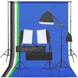 Kit de studio photo avec &eacute;clairage et toile de fond alsavelo