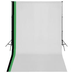 Kit de studio photo et 3 toiles de fond r&eacute;glables Coton 3x5 m