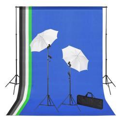 Kit de studio photo avec toiles de fond, lampes et parapluies alsavelo