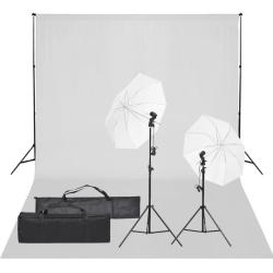 Kit de studio photo avec &eacute;clairage et toile de fond alsavelo