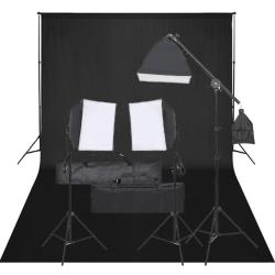 Kit de studio photo avec &eacute;clairage et toile de fond alsavelo