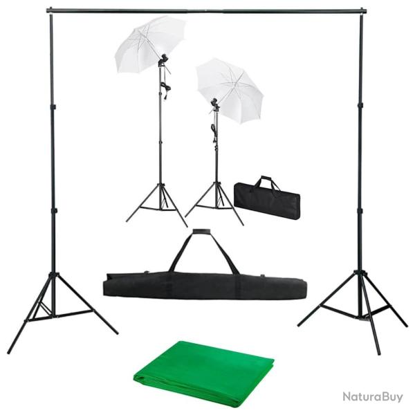 Kit de studio photo avec toile de fond lampes et parapluies alsavelo