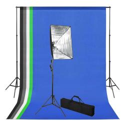 Kit de studio photo avec toile de fond et bo&icirc;te &agrave; lumi&egrave;re