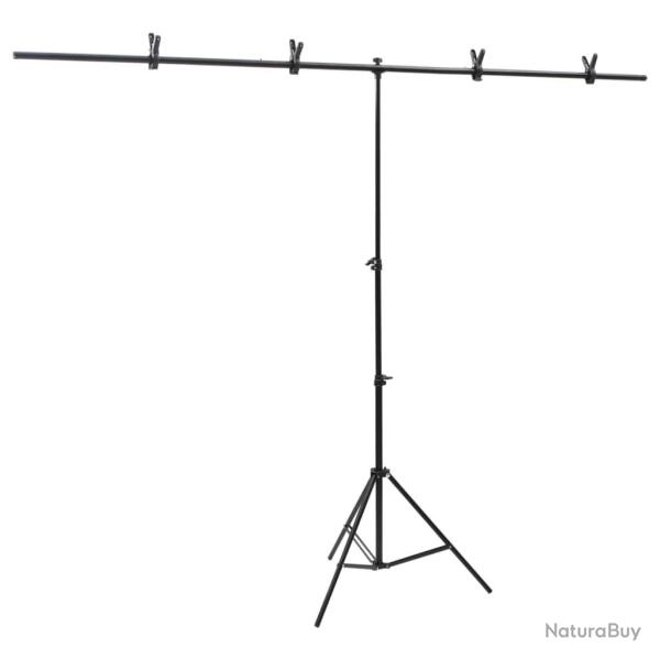 Support de fond en forme de T Noir 201x60x(70-200) cm
