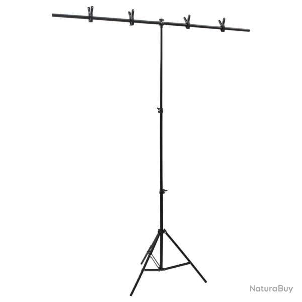 Support de fond en forme de T Noir 151x60x(70-200) cm