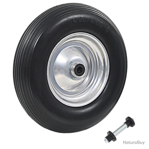 Roue de brouette avec axe PU solide 4.00-8 390 mm