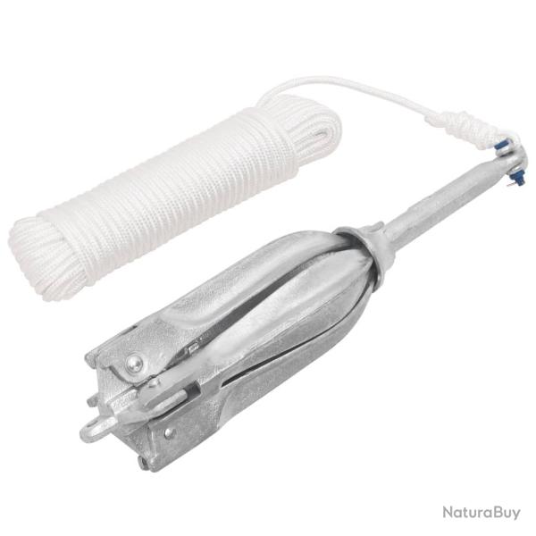 Ancre pliable avec corde argent� 12 kg fonte galvanis�e � chaud alsavelo