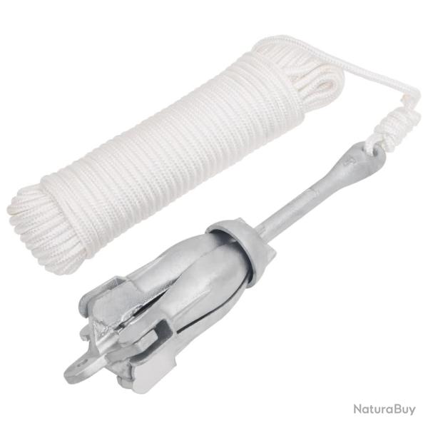 Ancre pliable avec corde argent� 8 kg fonte galvanis�e � chaud alsavelo