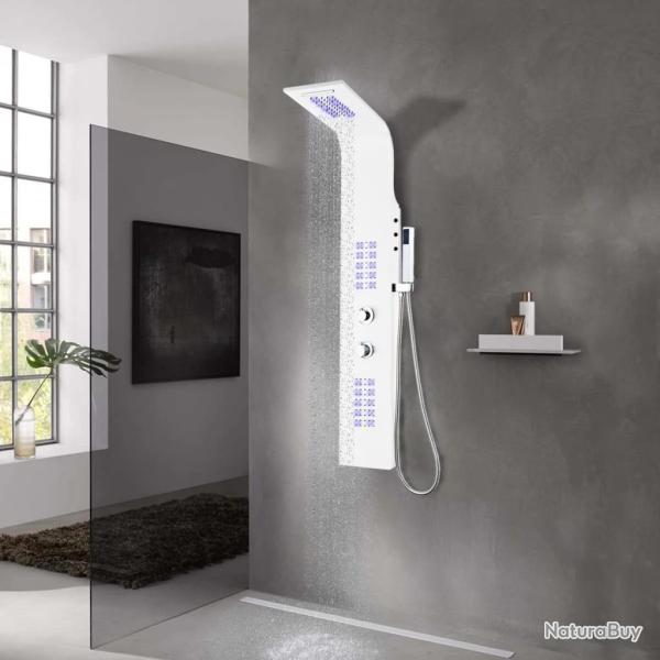 Panneau de douche aluminium 20x44x130 cm blanc alsavelo