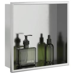 Niche de douche argent&eacute; bross&eacute; 32x32x9 cm acier inoxydable alsavelo