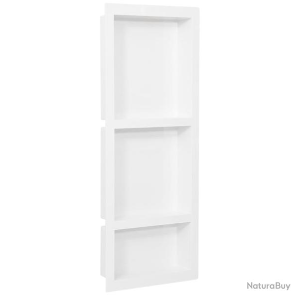 Niche de douche avec 3 compartiments Blanc brillant 41x99x9 cm